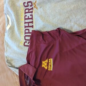 Champion University of Minnesota Gophers Bundle 2XL–Maroon Polo + Grey Sweatshrt